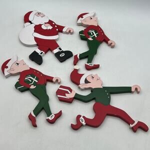 Lot 4 Vtg Wood Elves Santa Christmas Ladder Climber NCE 90s Holiday Replacements